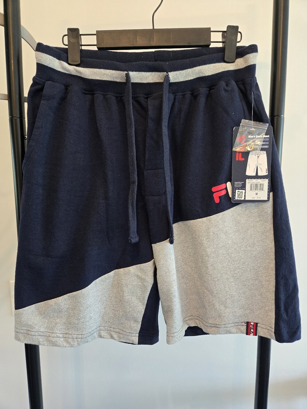 New. FILA Men’s Sleep Shorts Navy & Gray Color Block Lounge Shorts Size M